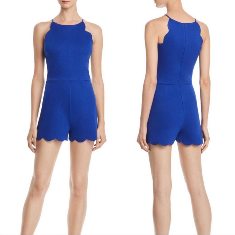 AQUA Azalea Blue Scalloped Romper - Size M